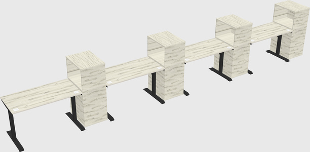 Dual motor electric desk w/cabinet