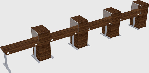 Dual motor electric desk w/cabinet