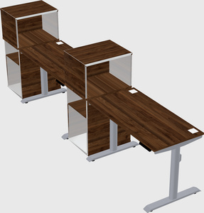 Dual motor electric desk w/cabinet