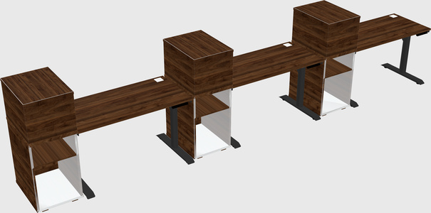 Dual motor electric desk w/cabinet
