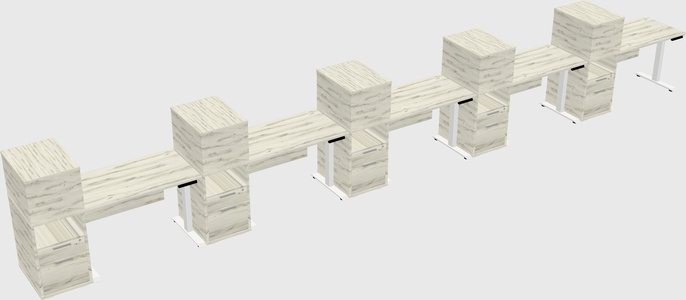 Height-adjustable desk - grade 3 w/cabinet