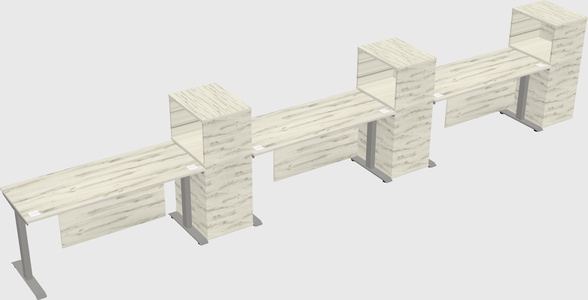 Height-adjustable desk - grade 3 w/cabinet