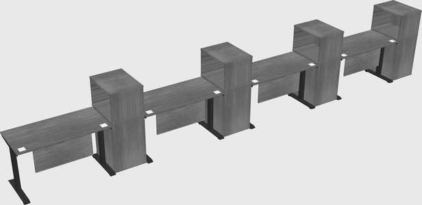 Height-adjustable desk - grade 3 w/cabinet
