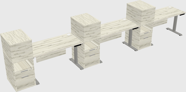 Height-adjustable desk - grade 3 w/cabinet
