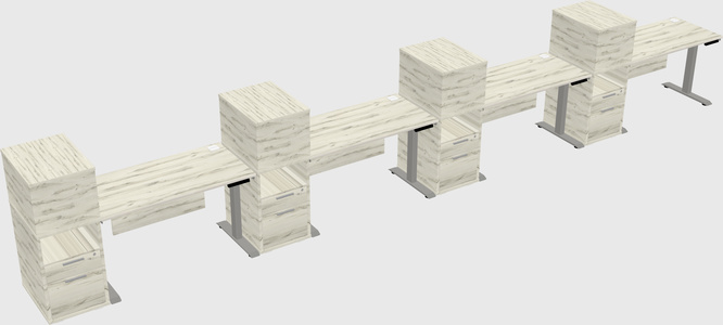 Height-adjustable desk - grade 3 w/cabinet