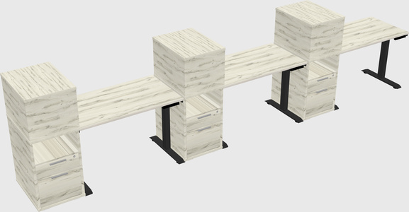 Height-adjustable desk - grade 3 w/cabinet