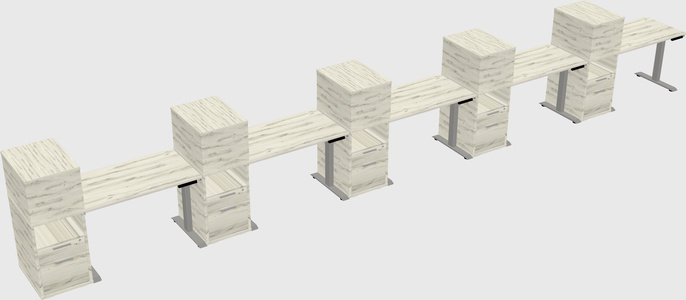 Height-adjustable desk - grade 3 w/cabinet