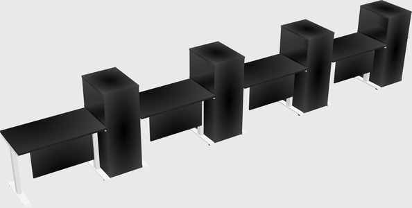 Height-adjustable desk - grade 3 w/cabinet