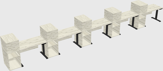Height-adjustable desk - grade 3 w/cabinet
