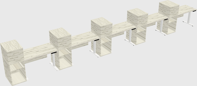 Height-adjustable desk - grade 3 w/cabinet
