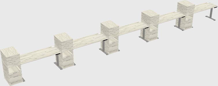 Height-adjustable desk - grade 3 w/cabinet