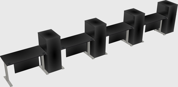 Height-adjustable desk - grade 3 w/cabinet