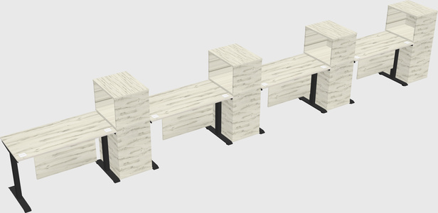 Height-adjustable desk - grade 3 w/cabinet