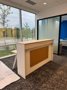 L-shaped reception desk
