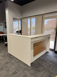 L-shaped reception desk
