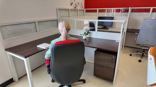 Shared l-shaped cubicle