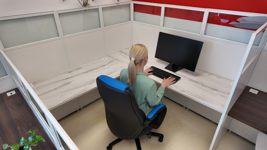 Shared l-shaped cubicle