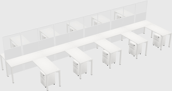Shared l-shape cubicle