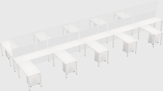 Shared l-shape cubicle