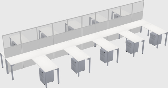Shared l-shape cubicle