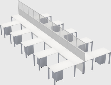 Shared l-shape cubicle