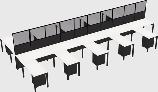 Shared l-shape cubicle