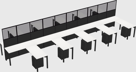 Shared l-shape cubicle