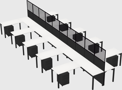 Shared l-shape cubicle