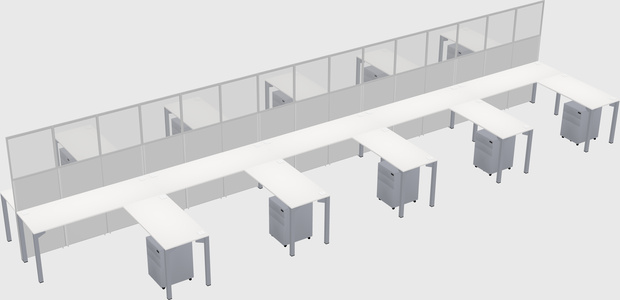Shared l-shape cubicle