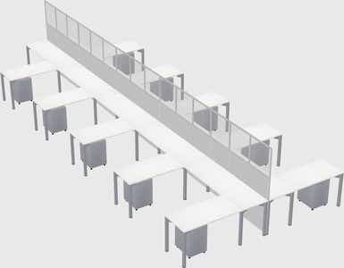 Shared l-shape cubicle