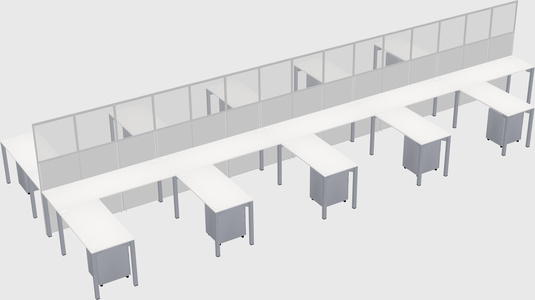 Shared l-shape cubicle