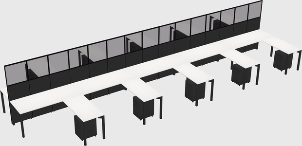 Shared l-shape cubicle