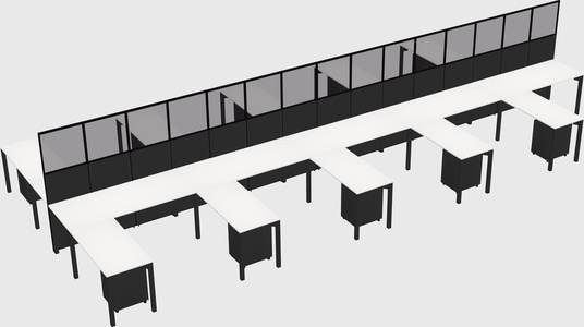 Shared l-shape cubicle