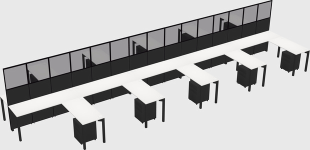 Shared l-shape cubicle