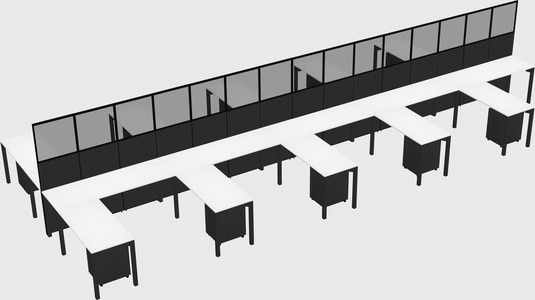 Shared l-shape cubicle