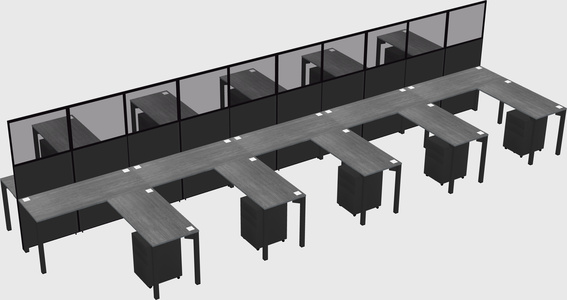 Shared l-shape cubicle