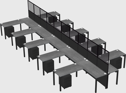 Shared l-shape cubicle