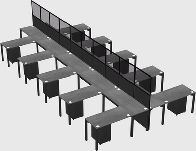 Shared l-shape cubicle