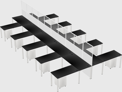 Shared l-shape cubicle