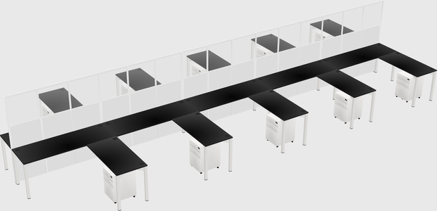 Shared l-shape cubicle
