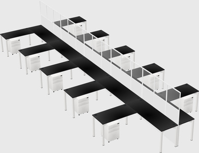 Shared l-shape cubicle