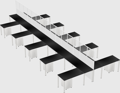 Shared l-shape cubicle