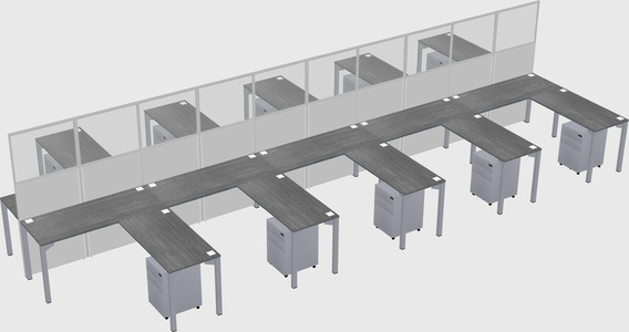 Shared l-shape cubicle