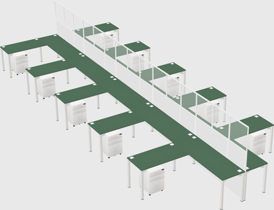 Shared l-shape cubicle