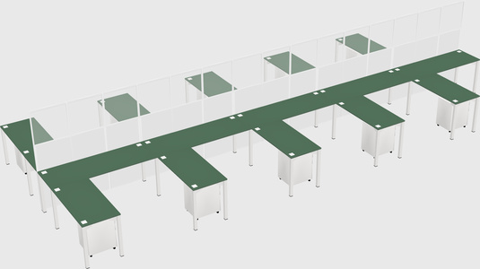 Shared l-shape cubicle