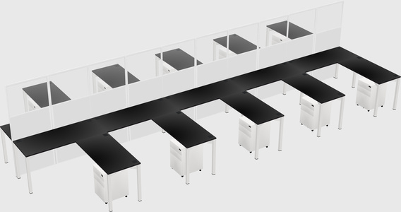Shared l-shape cubicle