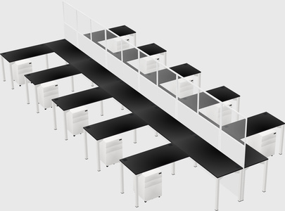 Shared l-shape cubicle