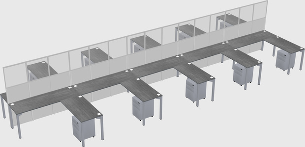 Shared l-shape cubicle
