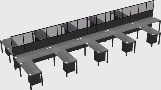 Shared l-shape cubicle