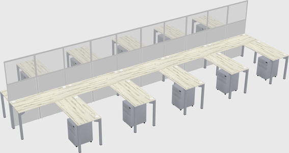 Shared l-shape cubicle